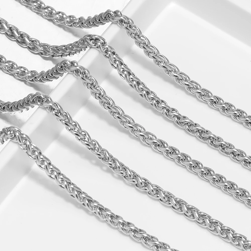 1 Meter Stainless Steel Braided Link Wheat Chains for DIY Women Punk Rock Necklace Accessories Jewelry Making Bracelet Supplies