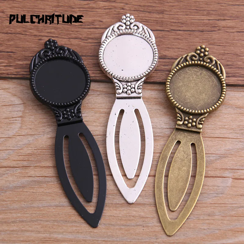 2pcs Three Color 20mm Cameo Steel Round Bookmarks Pattern Cabochon Settings Jewelry Blank Charm