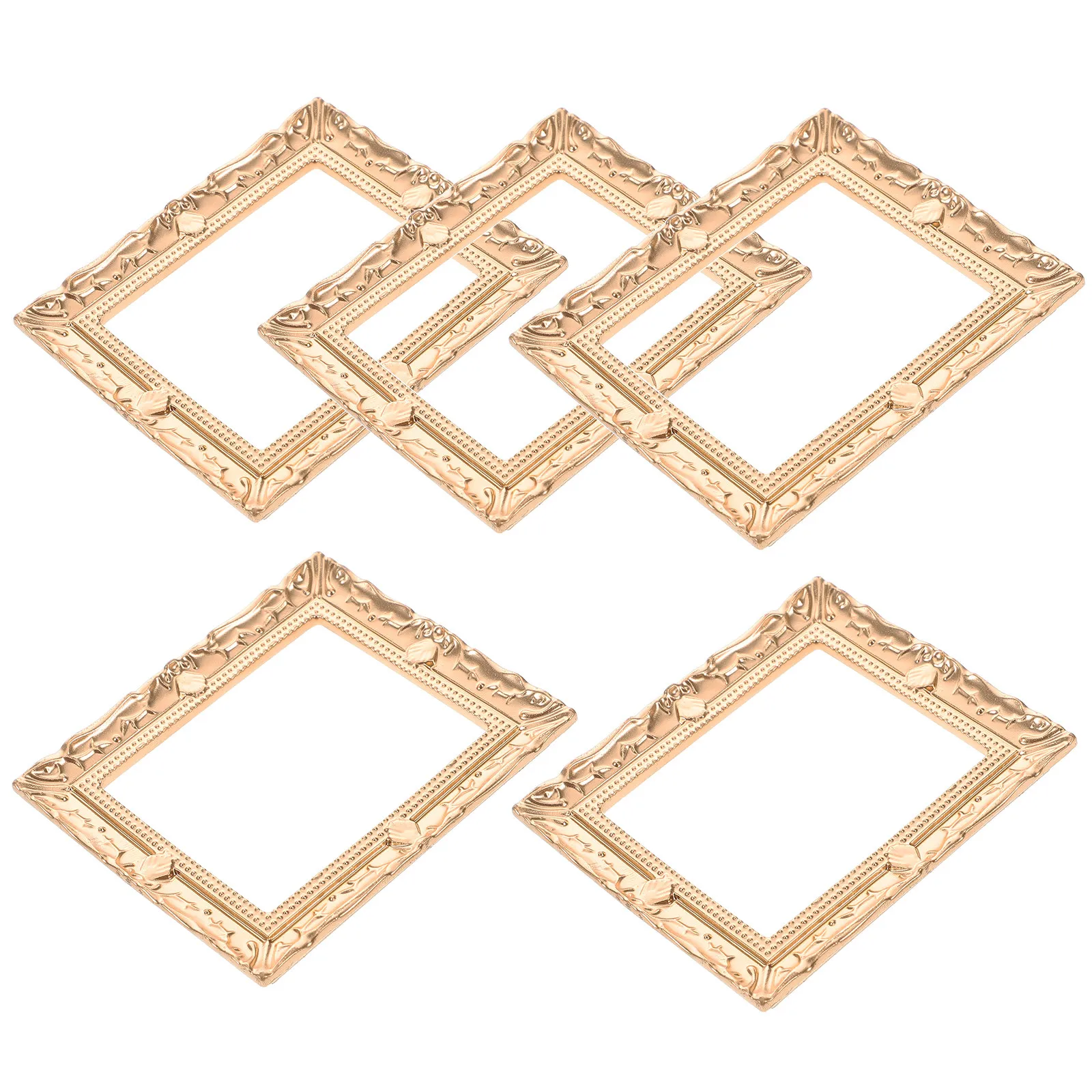 5Pcs Miniature Baroque Photo Frames Small Resin Vintage Picture Frames Jewelry Display Dollhouse Decoration