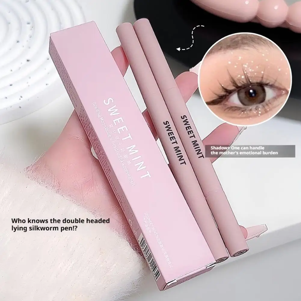 Eyeliner faucille à Double tête, stylo ver à soie couché, fard à paupières à paillettes naturelles, fard à paupières couché, Contour des yeux, maquillage