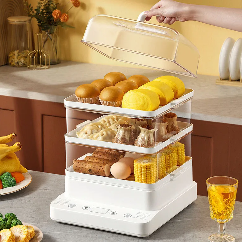 Yonsa 24L New Design Electric Food Steamers 800W 3 Three Layer Electric Steamer Cooker Pot