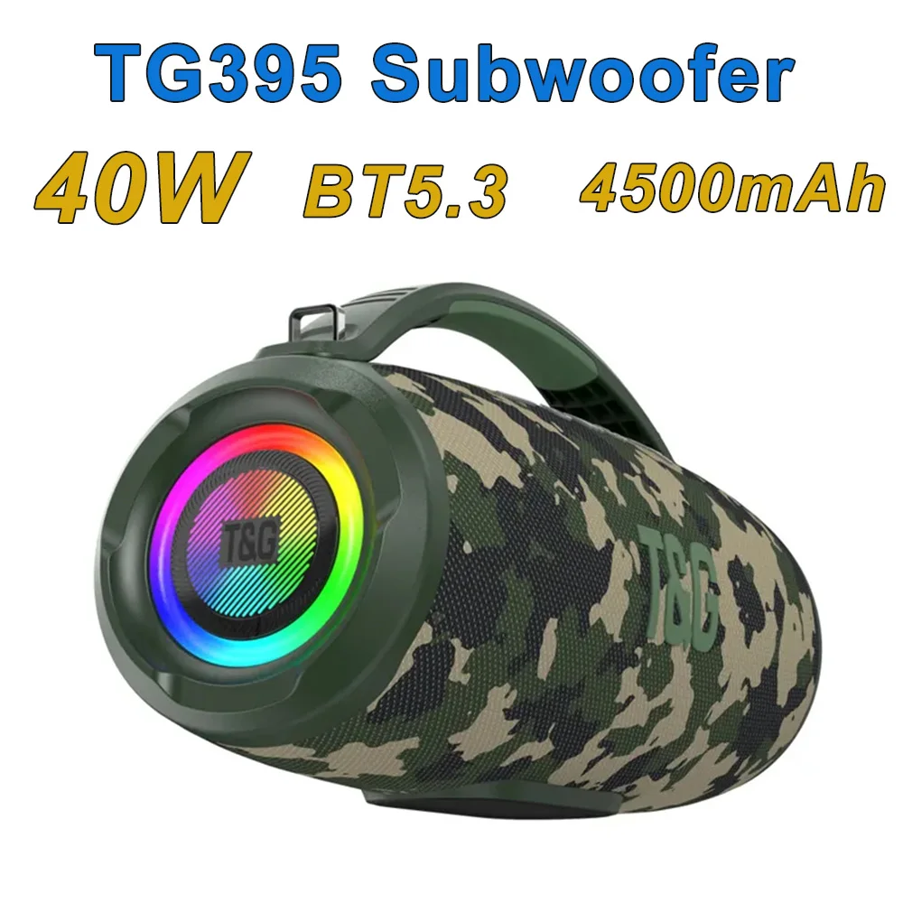 

40W Home Theater Subwoofer Bluetooth Speaker Outdoor Waterproof Portable Boombox with RGB Light Family Sound System Stereo Audio