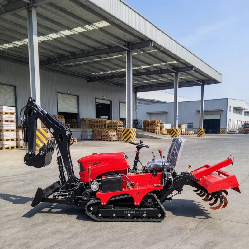 Customized 35HP Multifunctional Crawler Rotary Tiller, Replaceable Attachments, Farm Machine for Land Preparation & Ditching