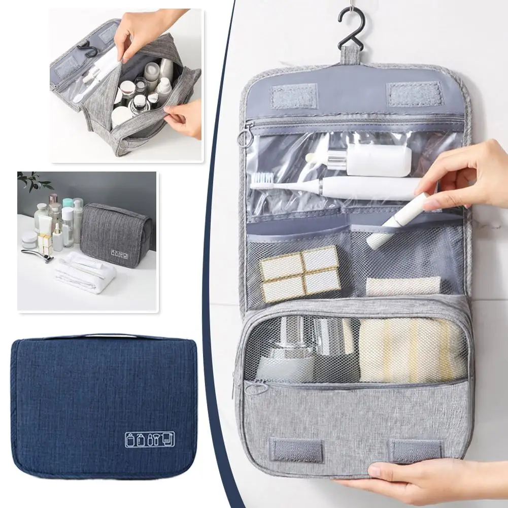 Portable Toiletry Washbag with Hanging Hook Waterproof Women Bathroom Cosmetic Storage Bag Large Capacity Travel Men Makeup Case