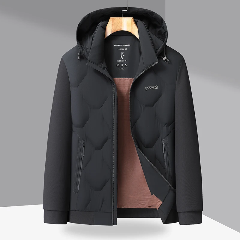 الشتاء الرجال الحرارية مقنعين معطف الأساسية الأبيض بطة نفخة السترات النبيذ الأحمر أسود رمادي خفيفة الوزن ملابس خارجية دافئة ملابس مريحة 2025 #3