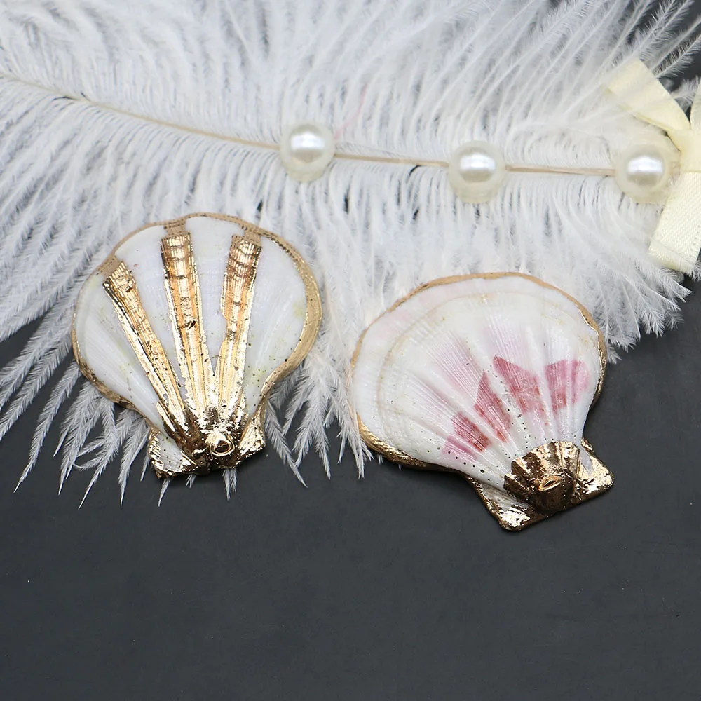 

Colorful Natural Scallop-Shaped Dyed Single-Hole Electroplated Shell Pendants 36x40mm DIY Fashion Necklace Jewelry Accessories