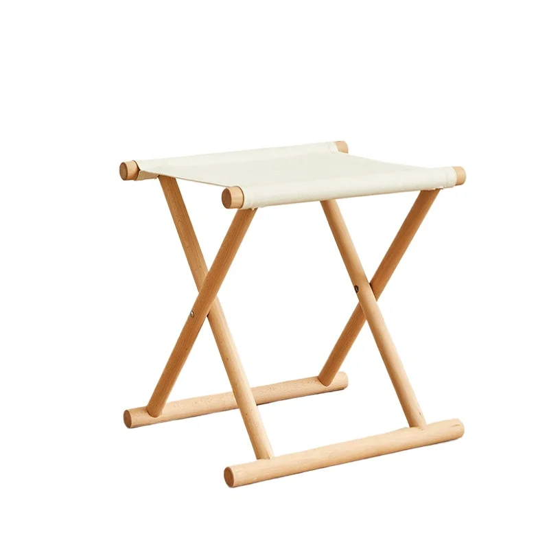 원목 야외 접이식 의자 휴대용 캠핑 의자 부드러운 패딩 시트 낚시 가정용 소형 접이식 벤치