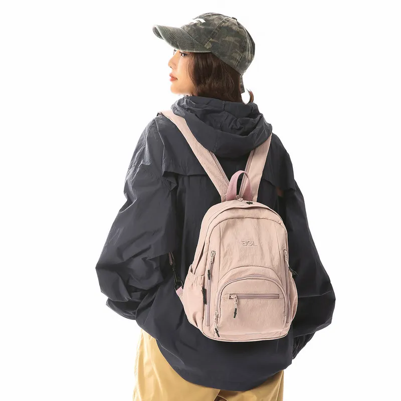 Japanese-style solid color backpack, casual and versatile commuter backpack for women, multifunctional dual-use crossbody bag, s