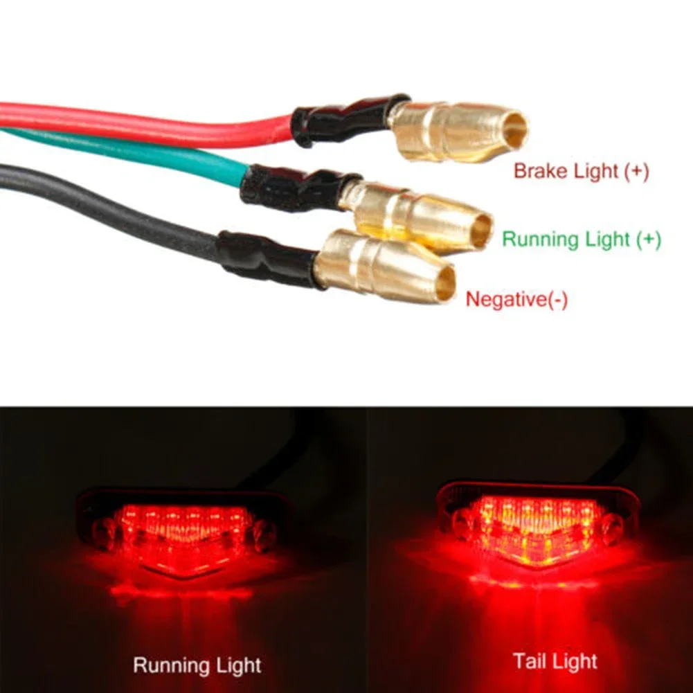 Motorcycle LED Tail Light Mini License Plate Lamp Red 12LED Motorbike Headlight Taillight Rear Stop Light