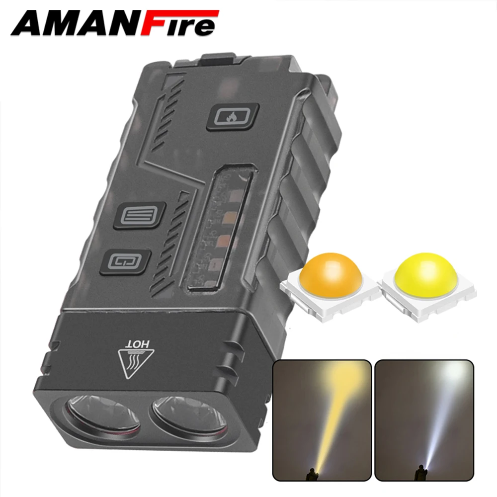 Amanfire P8 EDC Keychain Flashlight LED Light Ultra Bright High Power Mini torch