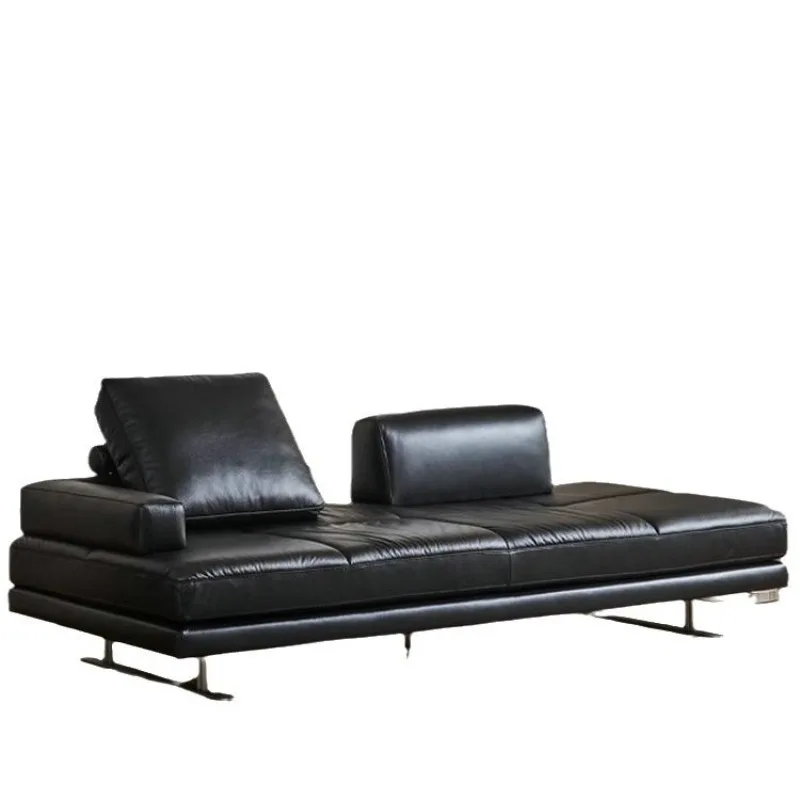 

Italian minimalist high-end freehand space living room creative designer Prado medieval leather sofa floor sofa
