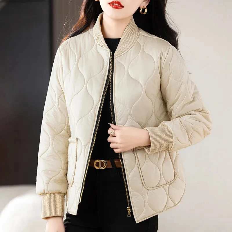 2024 NEW Women's Down Coat Fashion Spring Autumn Winter Jackets Ladies Short Zipper Casual Outerwear Baseball Uniform Tops