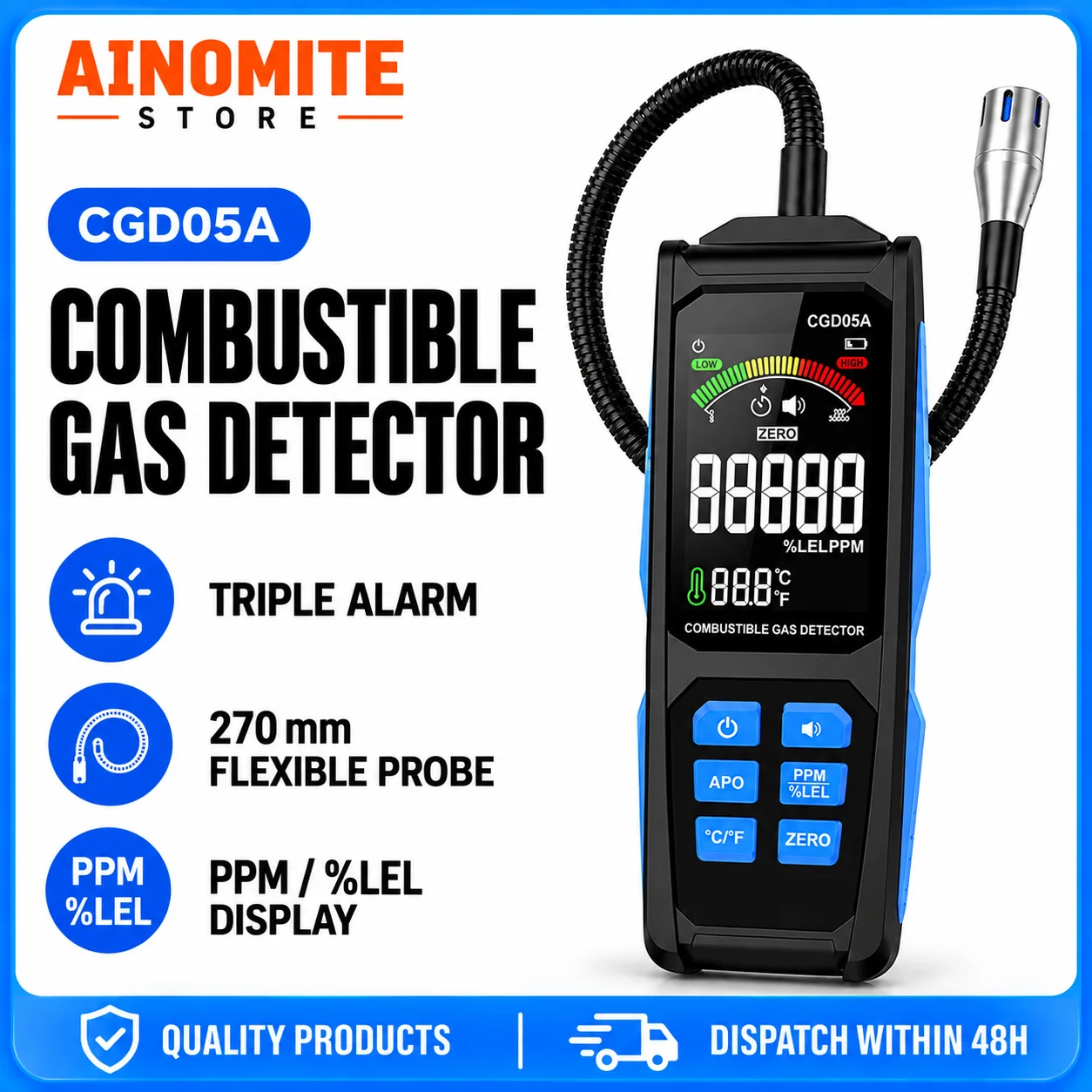 Natural Gas Detector, Gas Leak Detector with Long Gooseneck, Locating The Source Like Propane, Methane, and Butane for Home