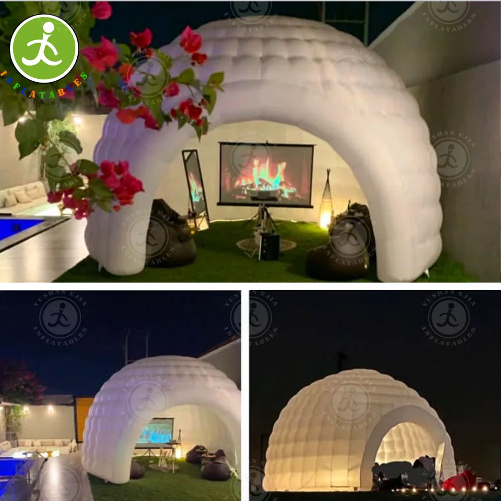 New outdoor activity exhibition diode light inflatable white dome tent, igloo cloud tent, factory direct sale, customizable