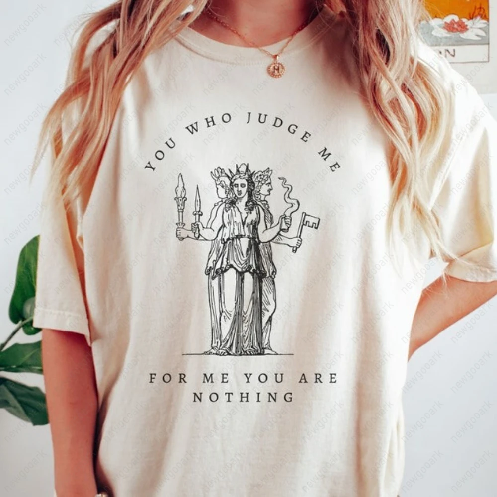 

Футболки с рисунком You Who Judge Me Sappho, статуя Артемиды, греческая мифология, литературная женщина, мужчина, хлопковая футболка, винтажная уличная одежда