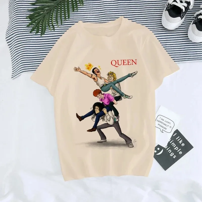 Freddie Mercury Shirt Women\'s Summer Short sleeved T-shirt Men/Women Harajuku T-shirt The Queen Band Graphic T-shirt Women\'s 90s