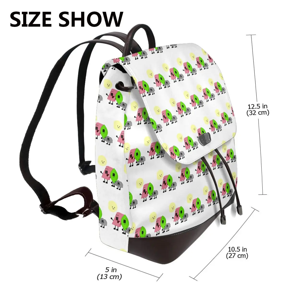 BFDI Inanimate Insanity , All Characters Bookbag School Student Bags Hiking Travel Daypack for Women Fashion Derma Backpack