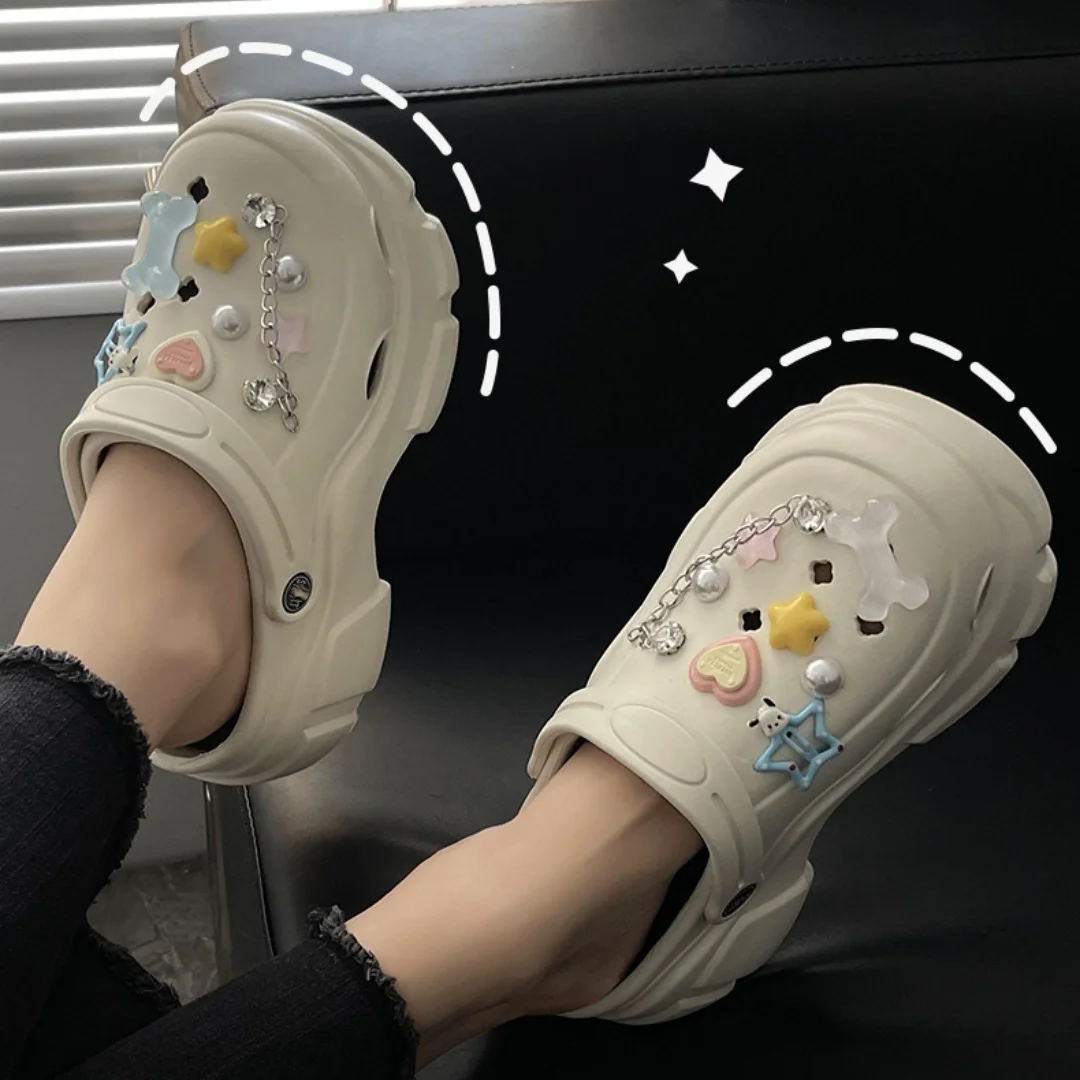 

New Candy Colored Chain Love Star Pvc Charm Shoes Accessories Garden Shoes Clogs Sandals Diy Decoration Birthday Party Gift