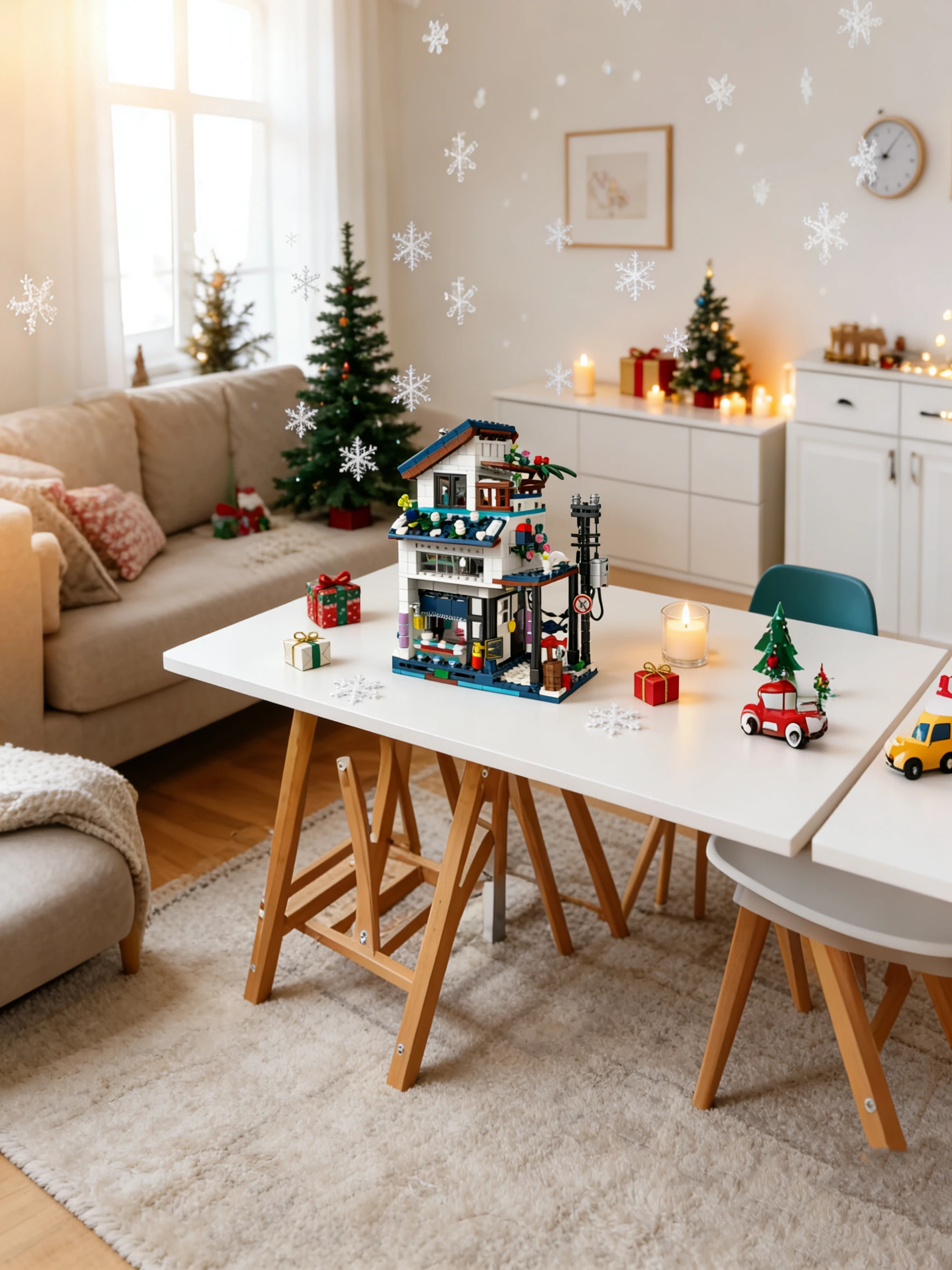 3in1 Strandhaus-Bausteine, Heimdekorationsbausteine, DIY-Lernspielzeug, pädagogischer zusammengebauter Baustein