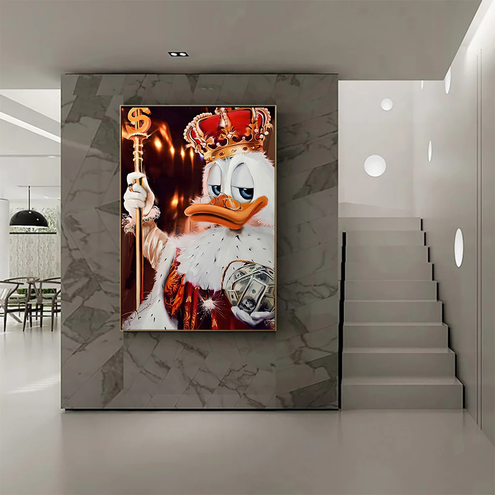 ديزني شخصية كلاسيكية قماش اللوحة الزخرفية دونالد داك الكرتون فيلم ستار ملصق فني جدار ديكور المنزل الحديث جدارية #3