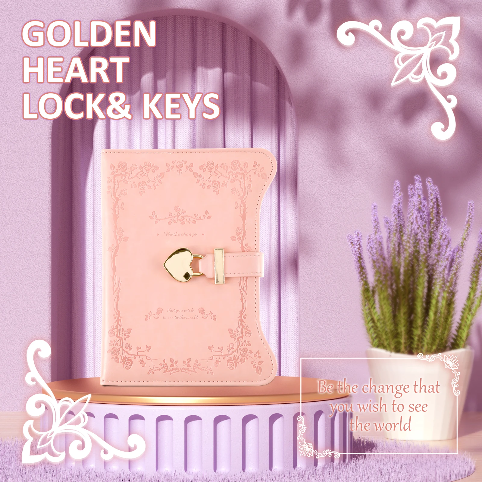 Diary with Lock and Keys 360 Pages Journal with Lock B6 Size PU Leather Locking Diary with Pen Cute Journal Set for Kids Women