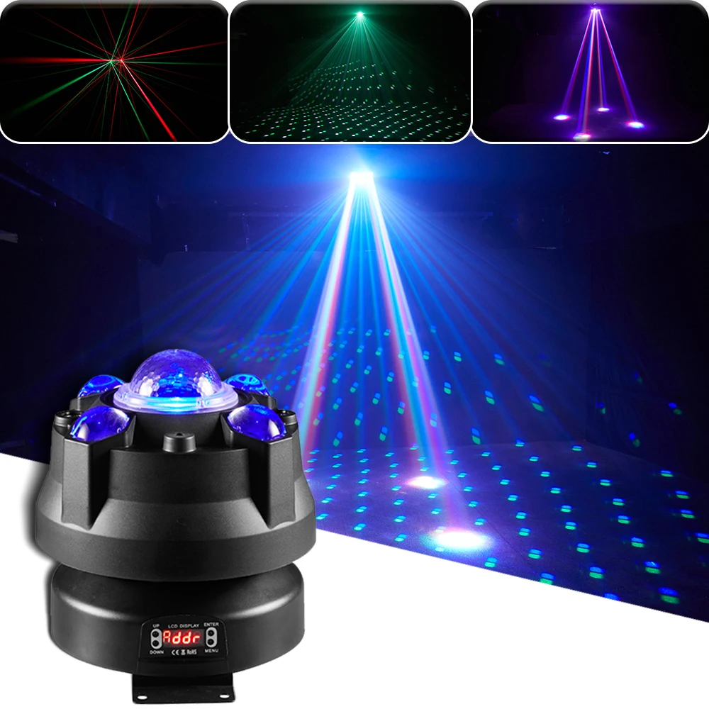 New Kaleidoscope 4in1 Remote DMX Stage RG Laser Projector Strobe Magic Ball Lighting Beam Effect DJ Disco Party Holiday Wedding