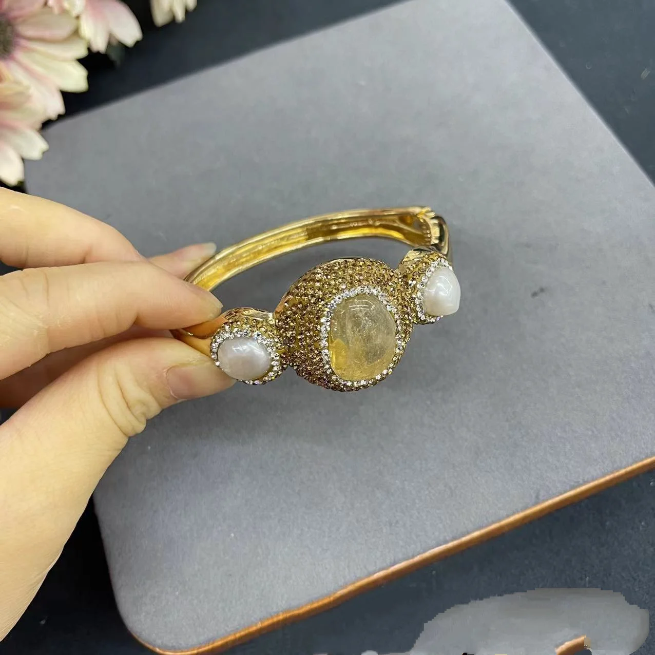 

Натуральный желтый кристалл цитрин комплект ювелирных изделий для женщин инкрустированный жемчугом ожерелье браслет кольца серьги натуральный камень модная вечеринка