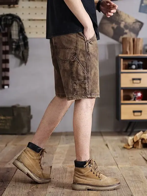 

Новые мужские джинсы 2025 года в американском ретро-стиле с эффектом тай-дай, летние, модные, свободные, прямые, повседневные, универсальные, синие, сидящие свободно