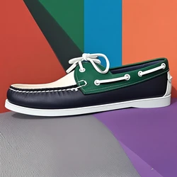 Cow Leather Men Moccasins Classic Boat Shoes Flats Loafers Shoes Handmade Shoes High Quality Lazy Mens Casual