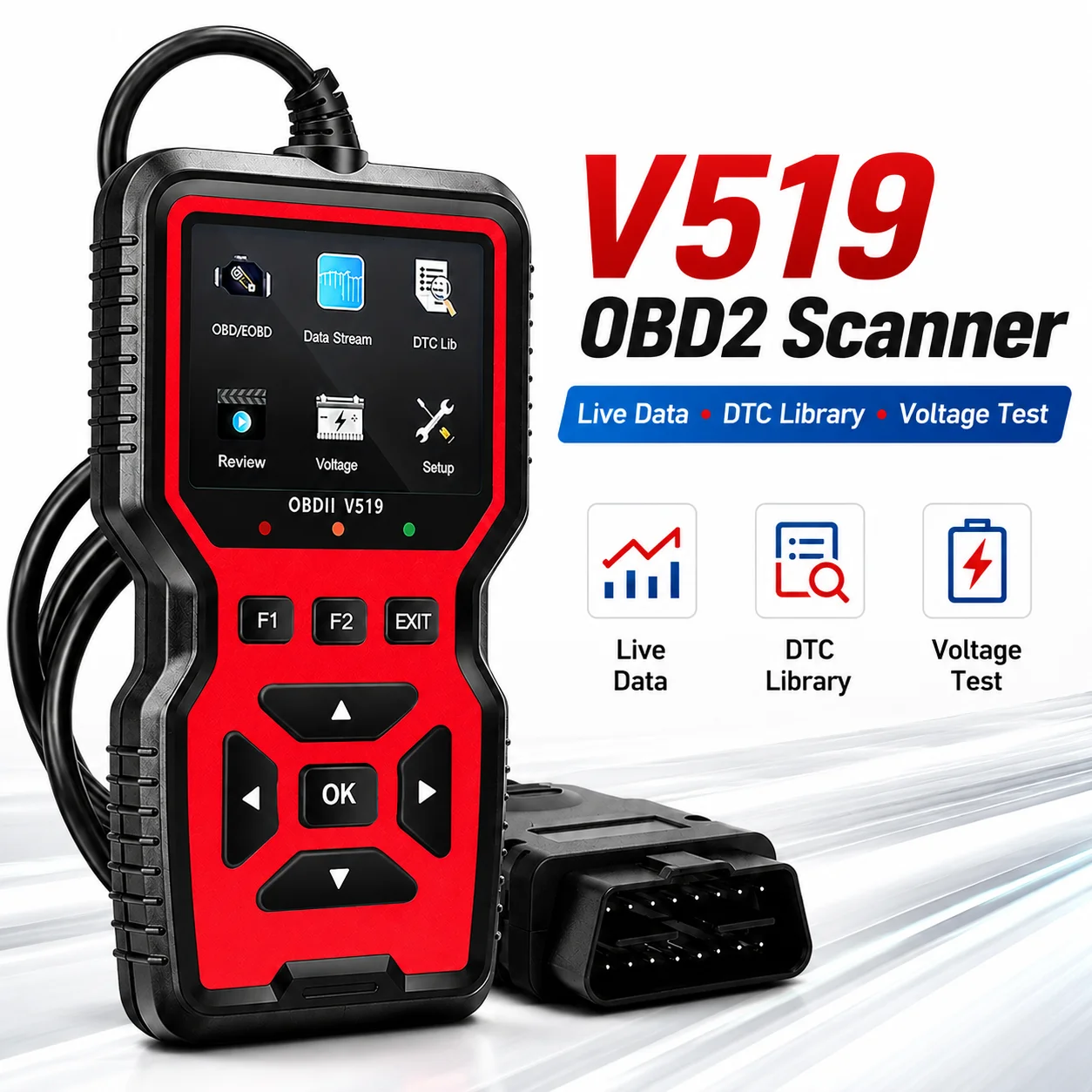 V519 Professional Obdii Car Scanner Engine Code Reader Diagnostic Tool Live Data Stream Dtc Read Clear I/M Readiness Check