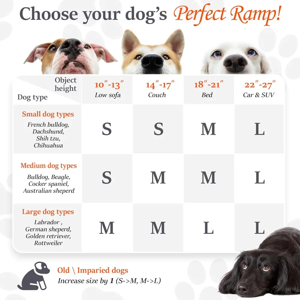 منحدر كلب قابل للتعديل للسرير - منحدر خشبي قابل للطي للكلاب للانحناء على السرير أو الأريكة أو السيارة بمساحة مشي بعرض 16.5 بوصة (جوز مع #3