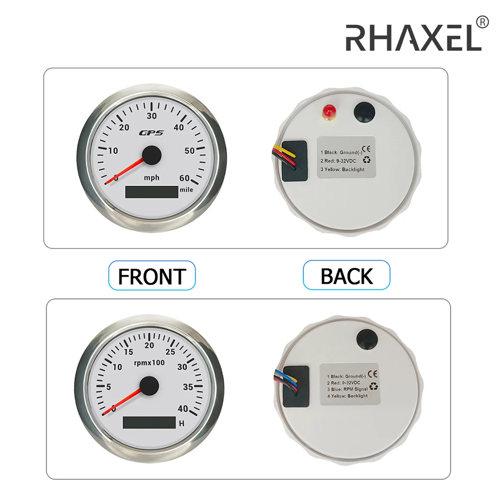 

RHAXEL 85mm 2 Gauge Set GPS Speedometer 30 60 80 120 160 200 MPH Tachometer 3K 4K 6K 7K 8K RPM Meter with Backlight 12V 24V
