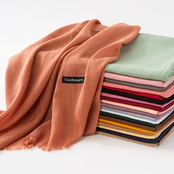 Nieuwe Effen Katoenen Sjaal Bamboe Stijl Foulard Moslim Dames Essentiële Effen Sjaal Franjes Pashmina Sjaals