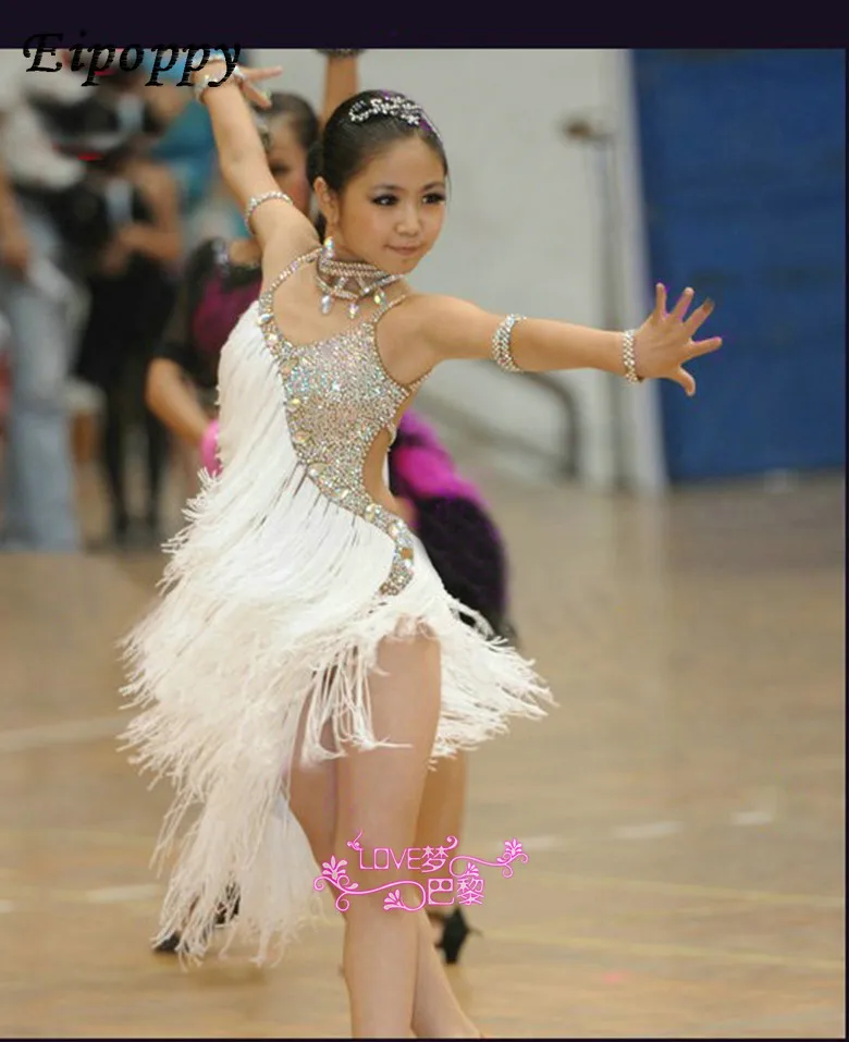 タッセル付き子供用ラタンダンスドレス、女の子のダンスコスチューム、子供用レーシングパフォーマンス服、トレーニングスーツ、新しいスタイル、夏