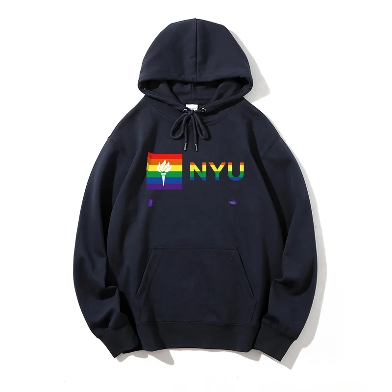 

Толстовка с капюшоном NYU New York University, утепленная флисом, свободного кроя, для студентов, повседневная, в стиле школьной формы