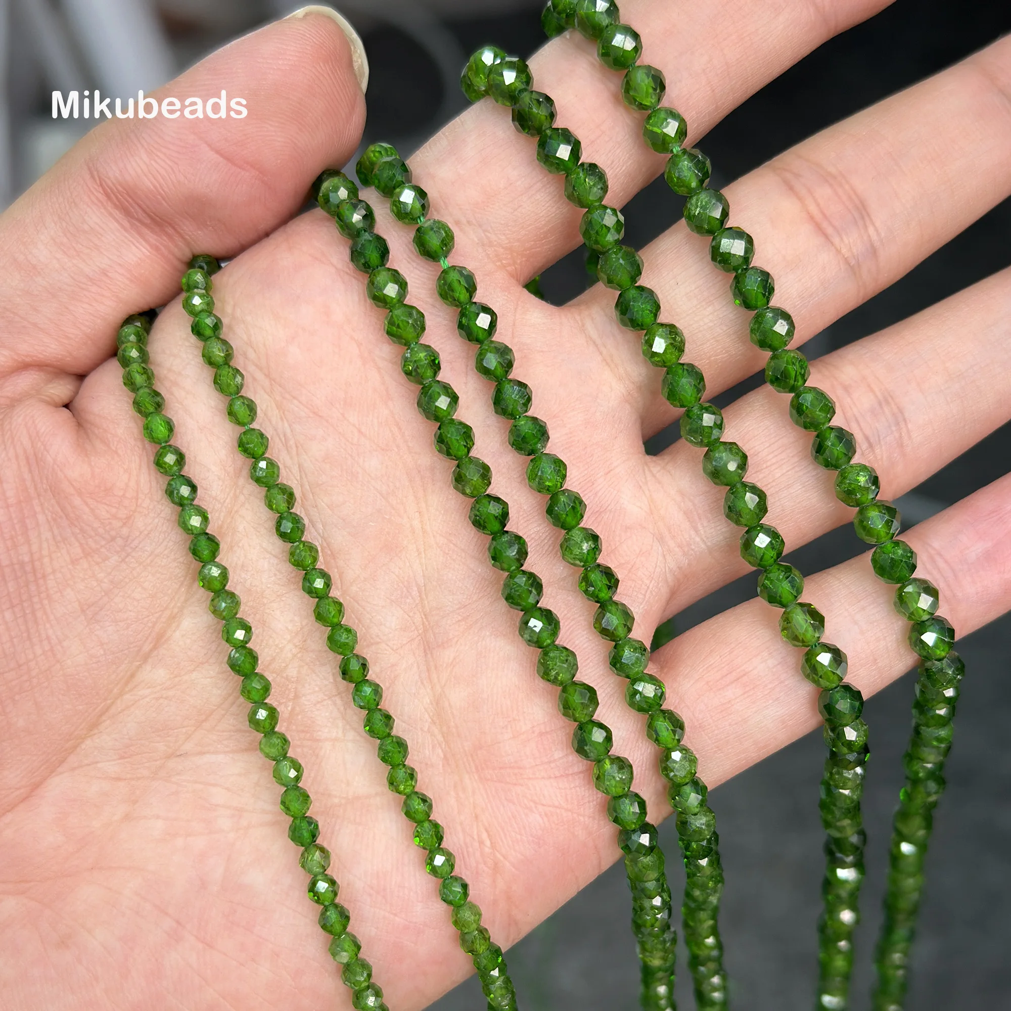 Wholesale Natural 3.4mm 4.5mm 5mm 3A Diopside Faceted Round Loose Beads For Jewelry Making DIY Bracelets Necklace Gift