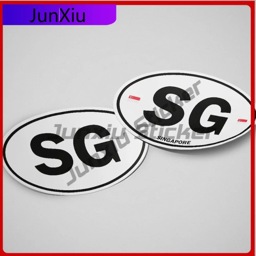 

Singapore Flag Sticker Oval-shaped White and Black Country Creative SUVs Letter Boxes Scratch Proof Anti UV Car Styling Auto