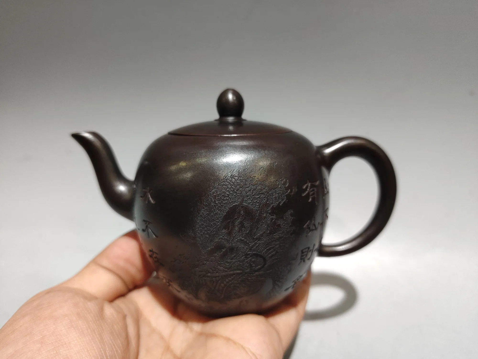 

Antique collection engraved beauty shoulder original ore old purple clay purple sand pot
