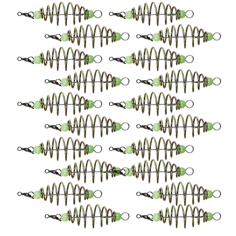 20 Pcs Fishing Lures Spring Bait Throwing Carrier Stainless Steel Minnow Net for Feeder Holder