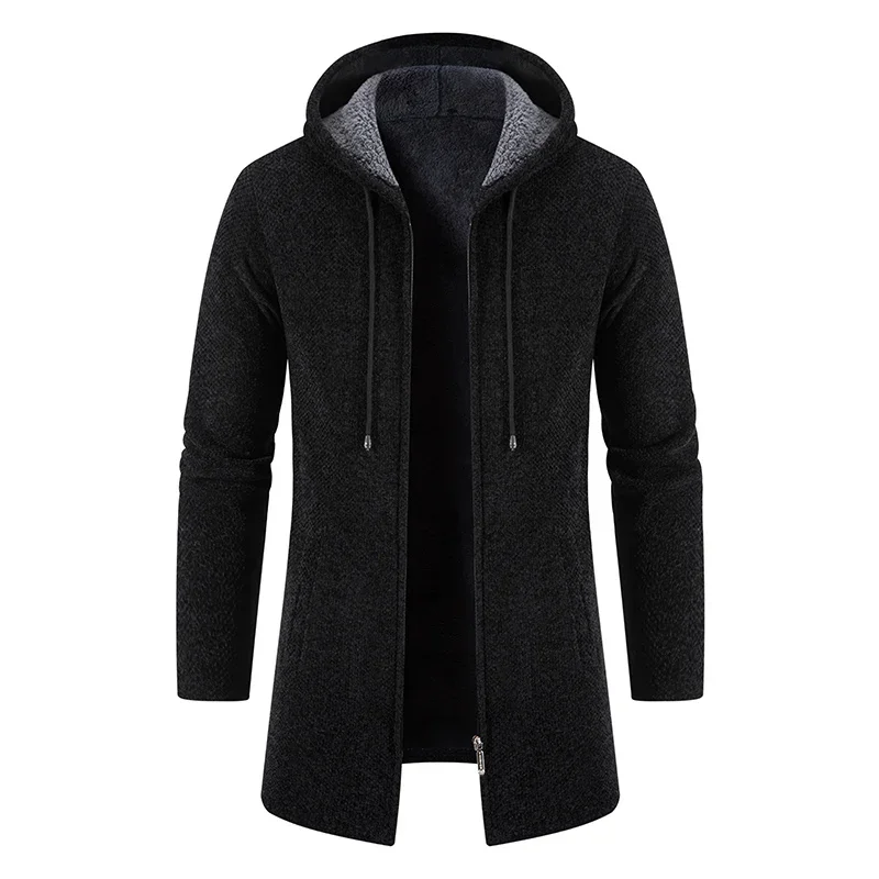 Men Hooded Long Cardigans Sweaters New Fashion Men Winter Outwear Casual Sweatercoats Fleece Thicker Warm Sweaters Size 4XL