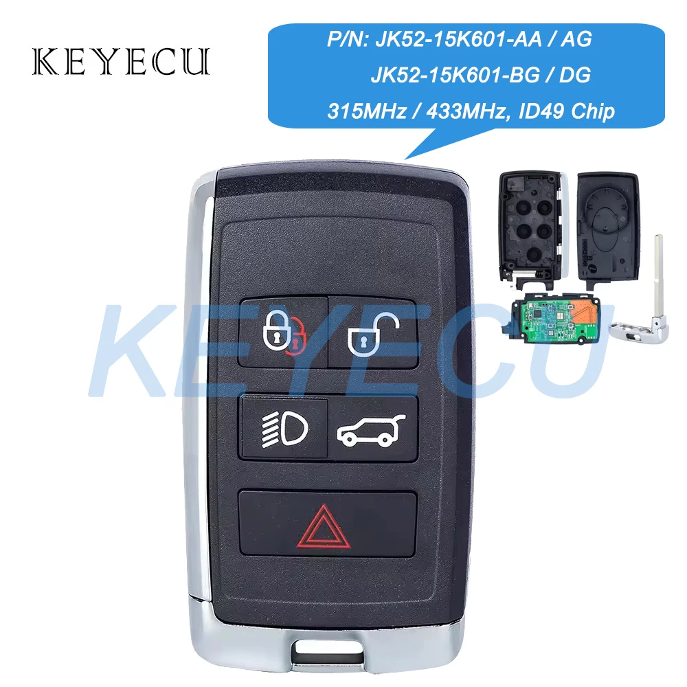 315MHz/433MHz JK52-15K601-AA / AG JK52-15K601-BG / DG Smart Remote Key Fob Key for Land Rover Ranger Rover 2018 2019 2020 2021