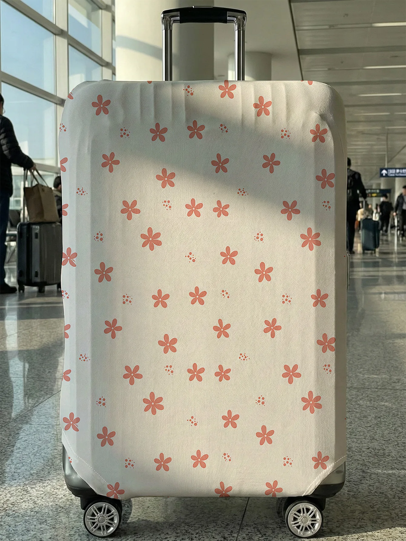 

Warm Pink Floral Print Luggage Cover, Suitable for 18-32 Inch Luggage Cover, Luggage Handle Glove, Travel Accessories