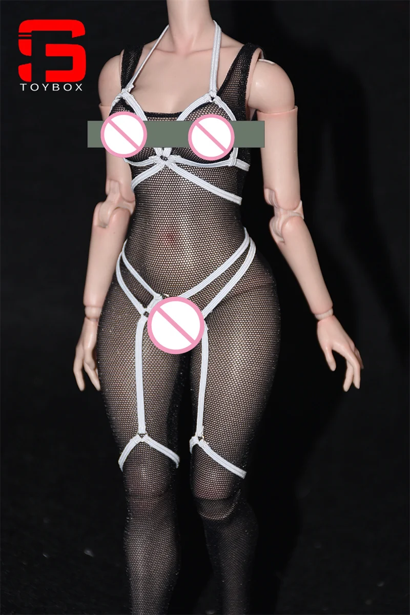 In Voorraad 1/6 Vrouwelijke Zwarte Netto Jumpsuit Bodysuit Rubberen Band Strap Model Fit 12 ''TBL S07 S52 AT202 Soldaat action Figure Body