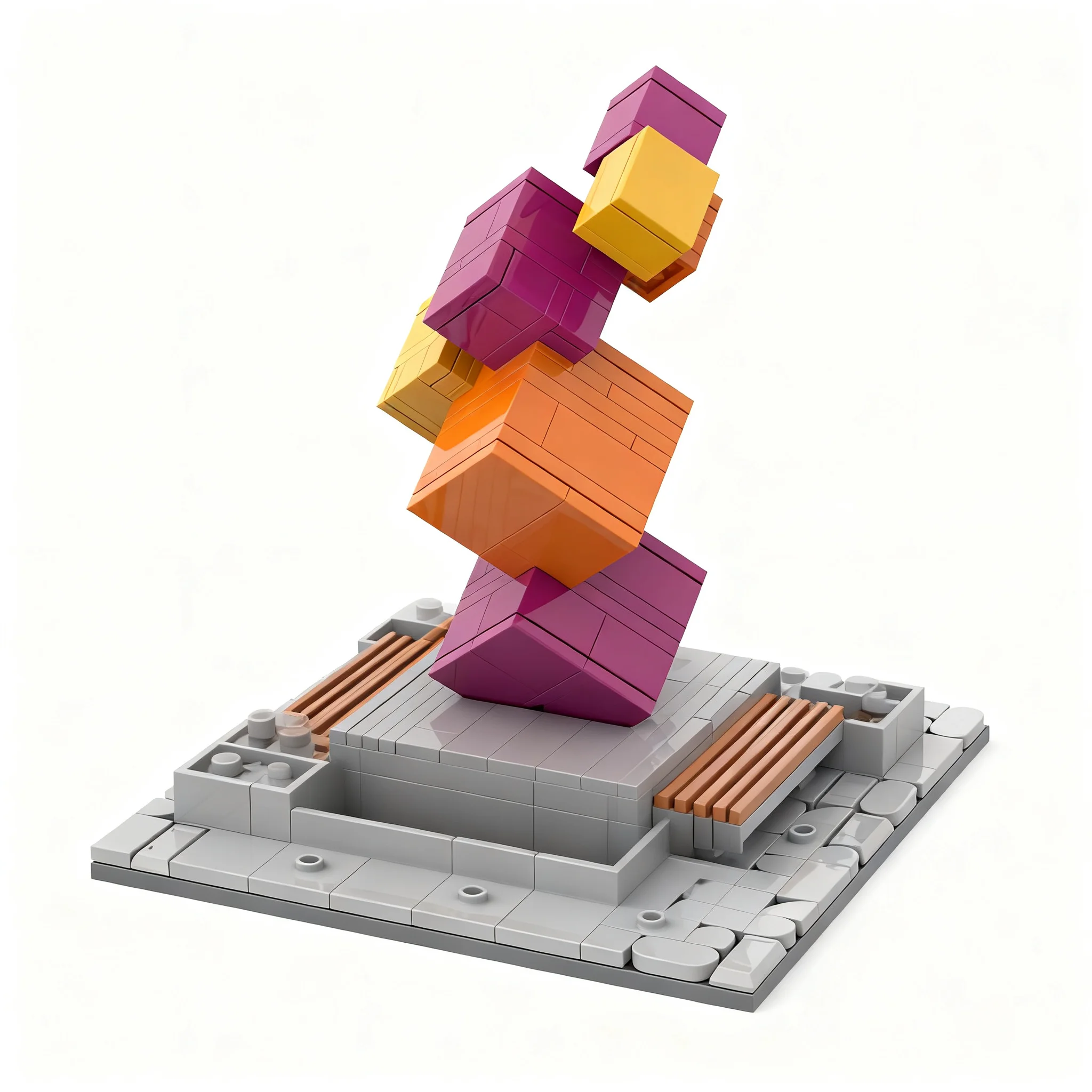 321pcs MOC City Cube Sculpture Model Building Blocks Toy Collection Idea Art Display Birthday DIY Brick Creative Craft Education