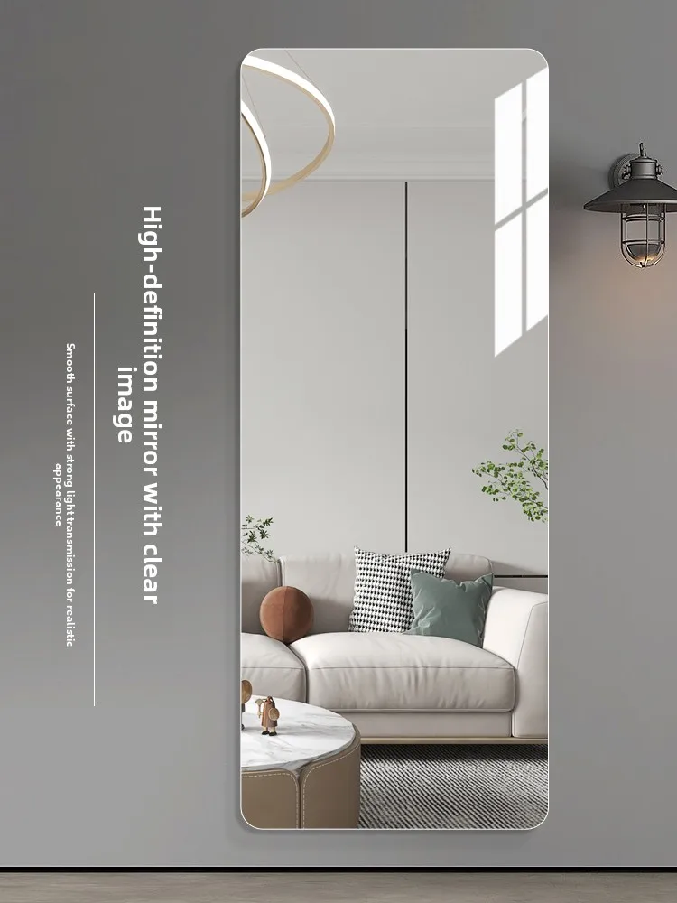 مرآة أكريليك كاملة للجسم، ملصق حائط، مرآة أرضية للحمام، مرآة ديكور عاكسة بتصميم عصري بسيط، غير محمولة #5