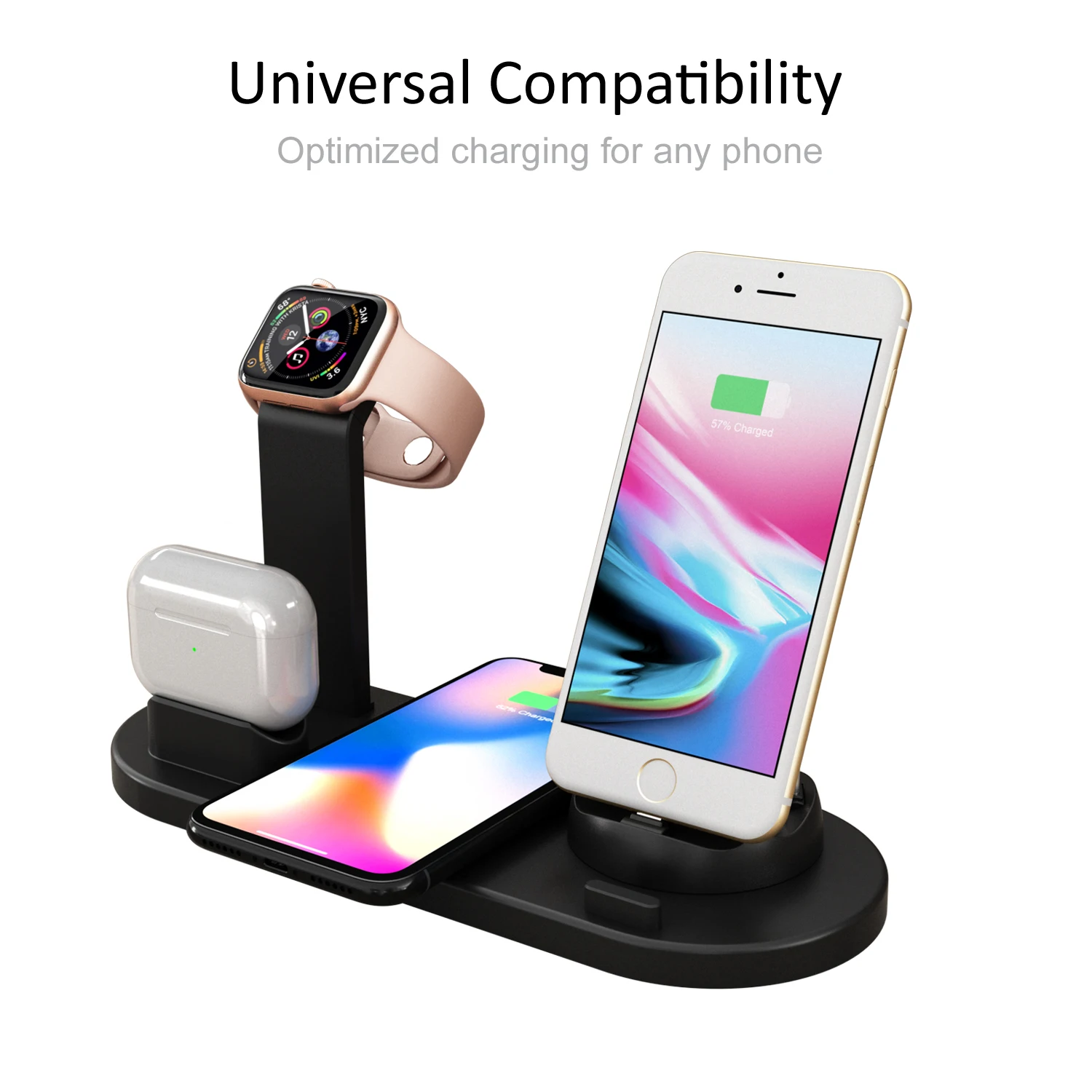 

Four in one wireless charging induction phone charger stand for iPhone 11 12 13 14 15 Pro X XS Max XR 8 Airpods Apple Watch dock