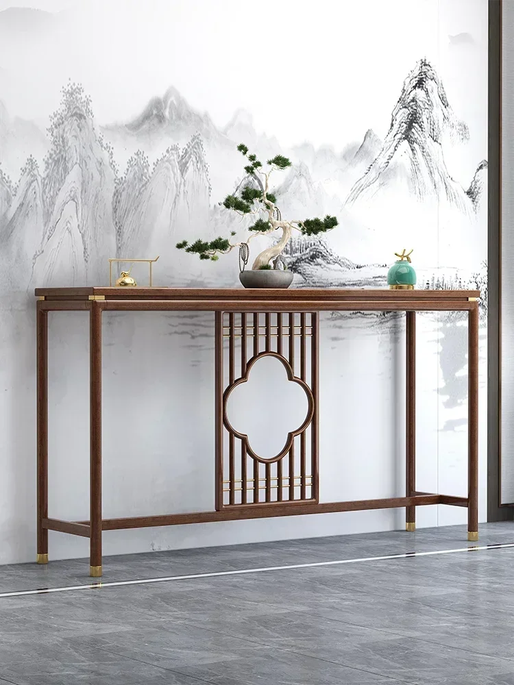 New Chinese Style Altar Walnut Altar Lobby Console Living Room a Long Narrow Table End Tribute Table