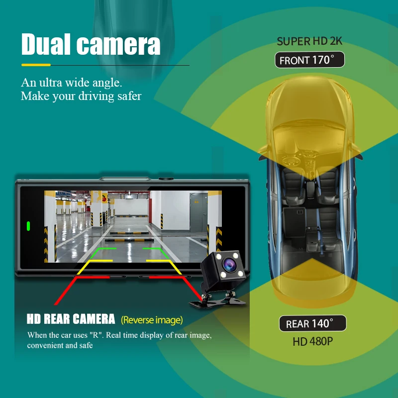 HD 1080P Dash Cam Front And Back Dual lens Car Camera Asawin A5   Night Vision Auto Loop 3 Inch IPS Screen