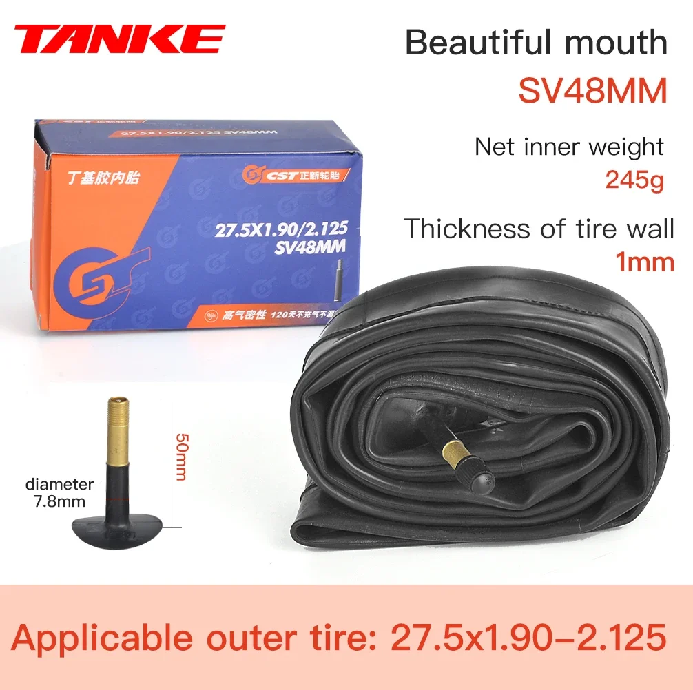 TANKE 자전거 내부 튜브, 26 27.5 29 인치, MTB 자전거 타이어, SV48mm 슈레이더 밸브, 초경량 산화 방지 자전거 부품