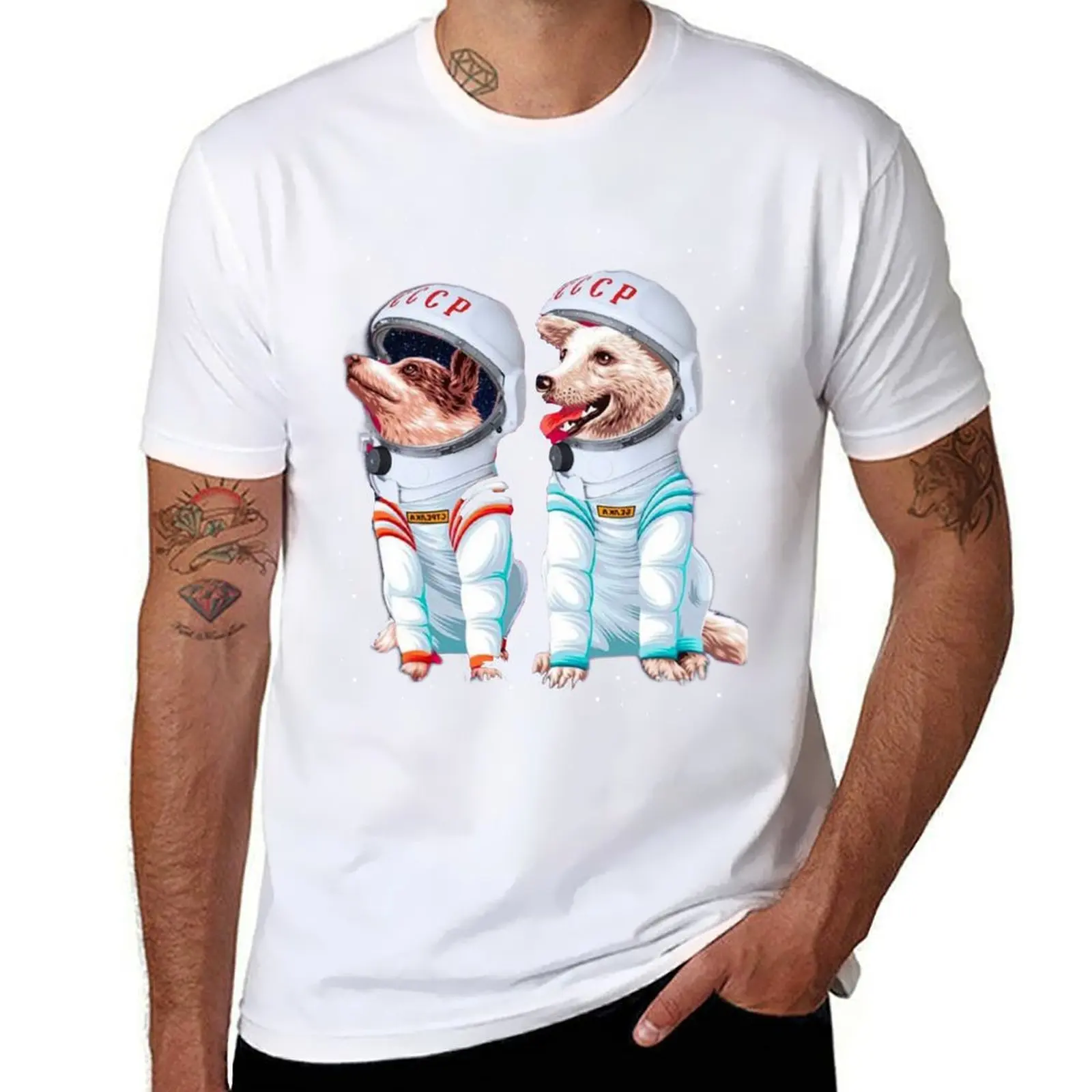 

The first dog in the space T-Shirt t shirt man cotton t shirts for man graphic funny T-Shirt